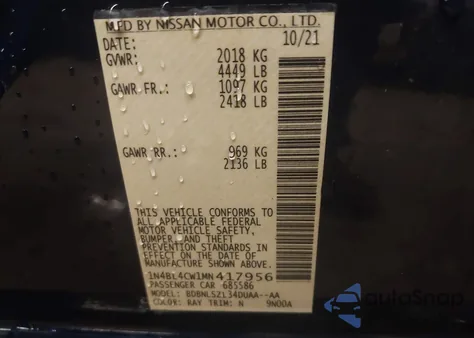 2021 Nissan Altima Sr Intelligent Awd z USA, uszkodzony, nr VIN 1N4BL4CW1MN417956